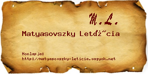 Matyasovszky Letícia névjegykártya